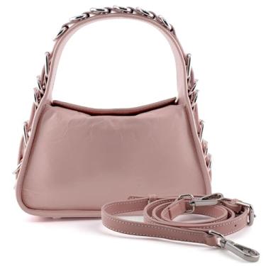 Imagem de Bolsas femininas de couro genuíno premium, bolsa tiracolo de designer, bolsas transversais pretas versáteis e modernas, rosa, Clássico