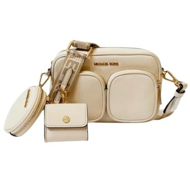 Imagem de Michael Kors Bolsa de couro transversal média Jet Set Tech Attached, Lt Cream, Medium