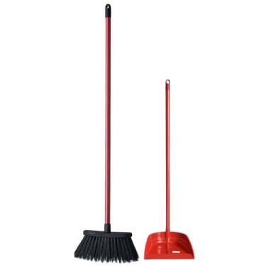 Imagem de Kit Vassoura com Cabo + Pá Plástica com Cabo de Madeira Revestido – Conjunto Prático e Resistente para Limpeza Diária