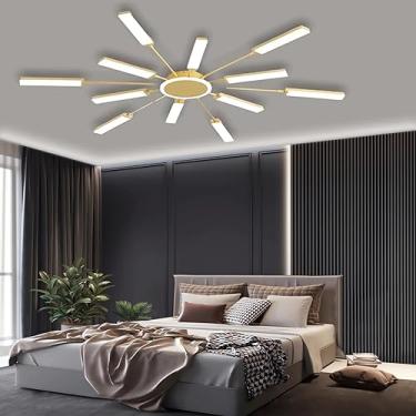 Imagem de Luminária de teto LED moderna regulável de 66 W com design espiral criativo, luminária de metal e acrílico para cozinha, ilha, sala de jantar, quarto, sala de estar, luminária dourada com 12