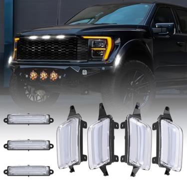 Imagem de R&F Auto Conjunto de luzes de LED laterais, 2 luzes de para-choque dianteiro traseiro e 3 luzes de grade frontal brancas transparentes kit de lâmpadas de para-lama para cama de caminhão duplo para