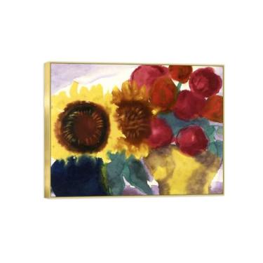 Imagem de BMZFYBS Arte de parede em tela de flores reprodução de pintura famosa - imagens de moldura dourada para sala de estar - Dália 2-Decor Poster e impressões 20x25cm8x10in