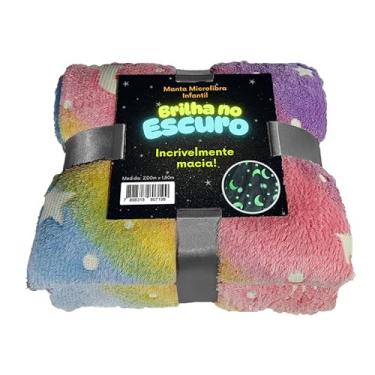 Imagem de Manta Premium Brilha No Escuro Cobertor Solteiro Infantil Microfibra Aveludada, Toque Macio Fluorescente Estampas Divertidas (Unicórnio Colorido)