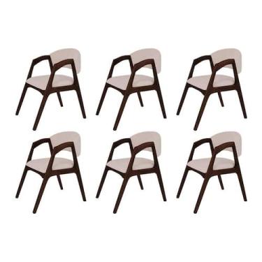 Imagem de Conjunto com 6 Cadeiras de Jantar Estofada Gabriela em Madeira e Mdf C