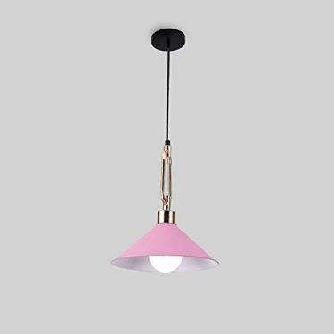 Imagem de KSSTEVNBD Lustre de personalidade minimalista moderno E27 cabo de luz ajustável criativo restaurante bar corredor quarto sala de estar varanda estudo escada cozinha teto luminária/rosa