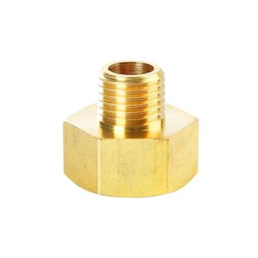 Imagem de Latão 1/20.3 cm 1/10.2 cm 3/20.3 cm 1/5.1 cm fêmea para macho redutor de bucha sextavada rosqueada acoplador adaptador de água gás de cobre (3I8 X 1I4)
