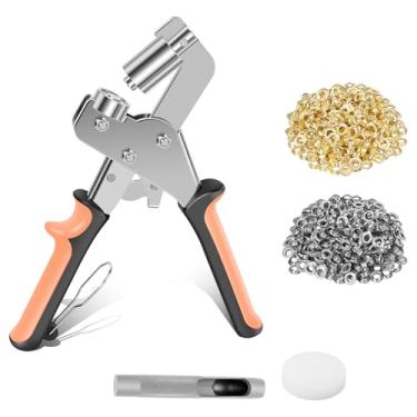 Imagem de Kit de ferramentas para alicates de ilhós, 303 peças, portátil, resistente, multidimensional, kit de ferramentas de ilhós, alicates com 300 peças de ilhós para lona de tecido de couro