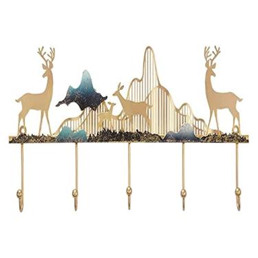 Imagem de Cabide para cabide montado na parede, gancho flutuante criativo chinês com 5 ganchos para casaco, roupas penduradas, toalha de chapéu ()