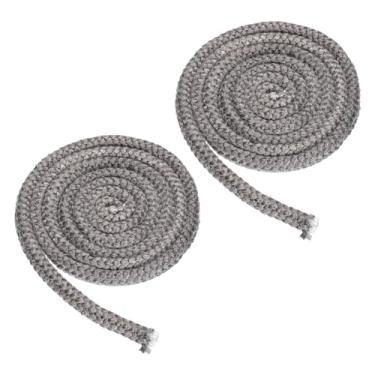 Imagem de PATIKIL Gaxeta de fogão a lenha de 9/40.6 cm x 248.9 cm, 2 peças de substituição de corda de vedação de resistência de alta temperatura de fibra de vidro de grafite redonda para porta de lareira de