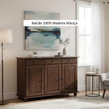 Imagem de Balcão 3 Portas Linha Rubi - Finestra Móveis - Madeira Maciça, Café