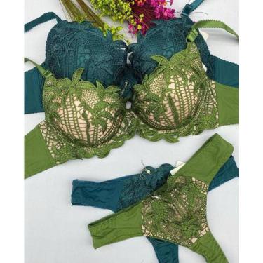 Imagem de Conjunto de Lingerie Premium importada - Carmem , Verde, GG