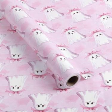 Imagem de Rolo de papel de embrulho Ywdbzjhs Pink Ghost Boo 5m x 50cm