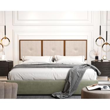 Imagem de Painel Cabeceira Box King 1,95 Duda Madeira Suede Bege - Comprar Moveis em Casa