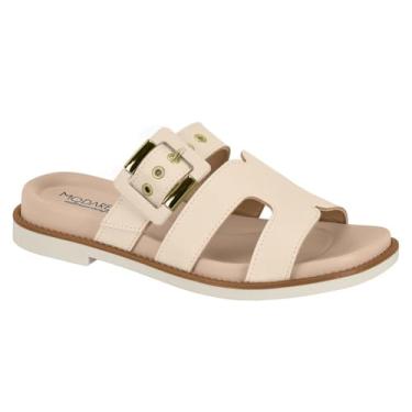 Imagem de Tamanco Rasteira Modare Feminino Napa Floather Conforto Ortopédico Original Leve Dia a Dia (Creme, BR, Adulto, Numérico, 39)