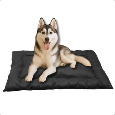 Imagem de Cama Caminha Colchonete Preto Grande 100x70cm para Cachorro e Gato de Suede Lavável Almofada Pet Macia Confortável