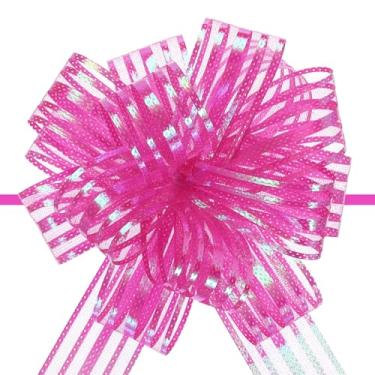 Imagem de 5 peças de organza grande laço metálico para embrulho de presente fita de chiffon rosa vermelha para cestas de casamento presentes Natal Dia dos Namorados