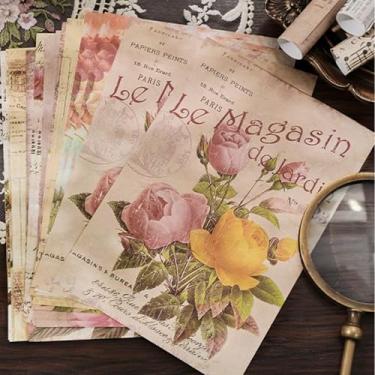 Imagem de Kit de papel vintage para scrapbook de 30 peças, material de diário de lixo, papel de decoupage para artesanato DIY, colagem de arte