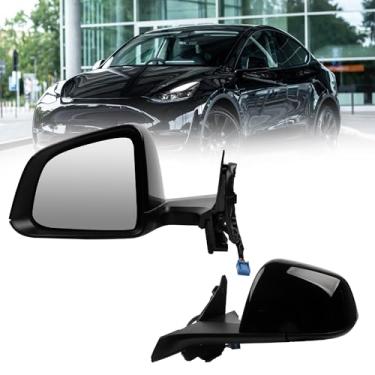 Imagem de Dasbecan Espelho retrovisor lateral compatível com Tesla Model Y 2020-2024 Power Heated Power Folding com memória espelhada lado esquerdo do motorista #1594111-00-C 159411100C (preto 13 pinos)