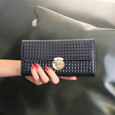 Imagem de Carteiras de couro femininas de grande capacidade com porta-moedas presentes personalizados para mulheres, Preto, Tendência