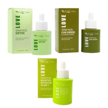 Imagem de Max Love Kit Sérum Facial 3 em 1, Sérum Chá Verde, Detox e Bioativo Antiacne, 30ml Cada, com Ácido Hialurônico e Colágeno para Todos os Tipos de Pele