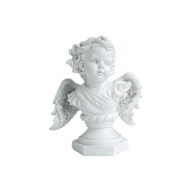 Imagem de Escultura: figura de busto de anjo nórdico com asas, resina de 18 cm