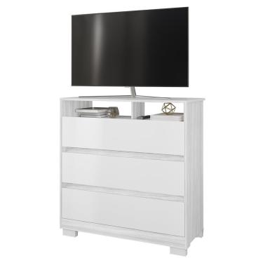 Imagem de Cômoda Para Quarto 3 Gavetas 90cm Califórnia Carvalho Branco-branco - Incorplac