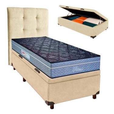 Imagem de Kit Cabeceira + Cama Box Bau + Colchão Solteiro Molas Ensacadas Petrus Paropas
