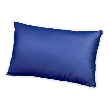 Imagem de Capa Protetora de Travesseiro Impermeável, PVC, 70x50cm, com Zíper, Atóxica (Azul Marinho)