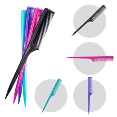 Imagem de Kit 6 Pentes de Cabelo Para Mechas Cabo Fino Escova Dompel