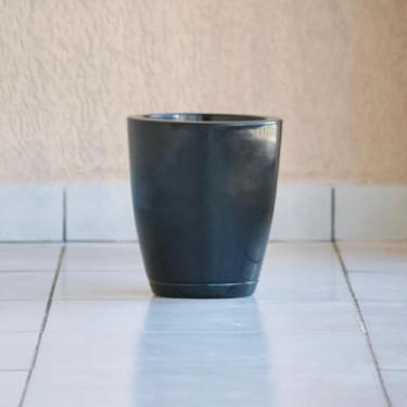 Imagem de Vaso de Plantas Decorativo Cone Bojo 28x25 Liso Marmorizado Polido Luxo Polietileno (Preto)