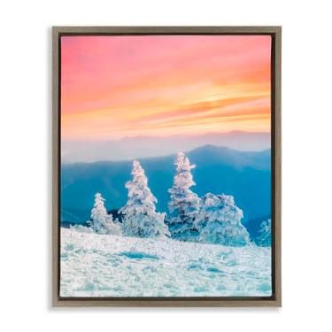 Imagem de Stupell Industries Arte de parede em tela flutuante com moldura dourada de fogo e gelo, por Jared Kreiss, 53 x 43 cm