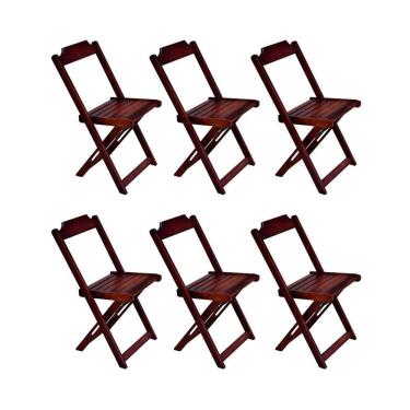 Imagem de Kit 6 Cadeiras De Madeira Dobravel Imbuia - Marrom