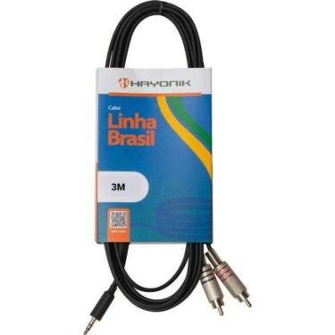 Imagem de Cabo De áudio Linha Brasil P2 Estéreo X 2 Rca 3m Preto Hayonik [f003]