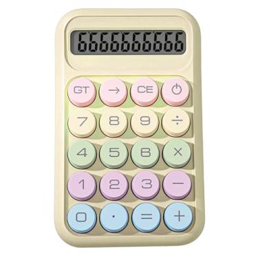 Imagem de Calculadora de interruptor mecânico com tela LCD grande de 10 dígitos, calculadora básica com botão grande, almofada antiderrapante, cálculo preciso para mesa de escritório, casa, escola - amarelo