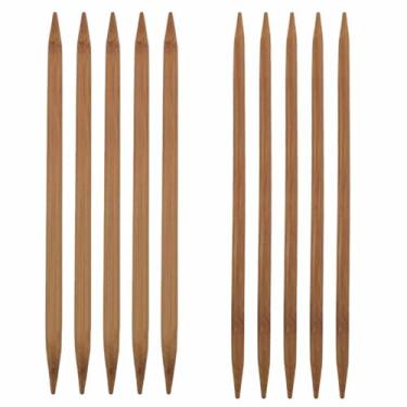 Imagem de Ruiwaer 10 agulhas de tricô de bambu carbonizado de 8 mm/6 mm adequadas para gorro de tricô, tapeçarias, lenços, luvas, tapetes