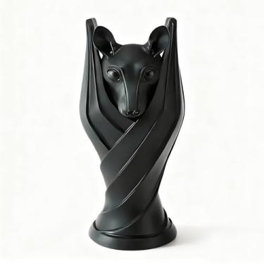 Imagem de Poranlem Suporte de caneta preto em forma de morcego, organizador de mesa gótico com base texturizada para casa e escritório, mesa de Halloween, Natal, ideia de presente criativo