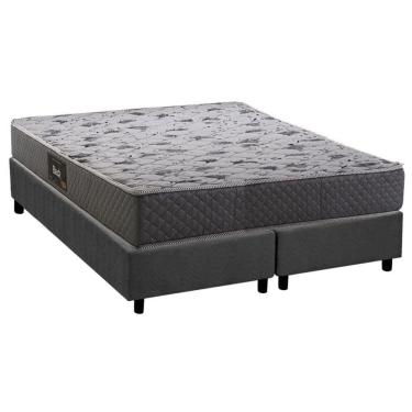 Imagem de Conjunto Box Queen: Colchão Espuma Herval D28 - Ag65 Black + Base Crc Suede Gray (158x198)