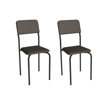 Imagem de Cadeira Sala De Jantar Ibiza 2c133prf Aço Kit 2 Un Preto/ano Marrom - Kappesberg