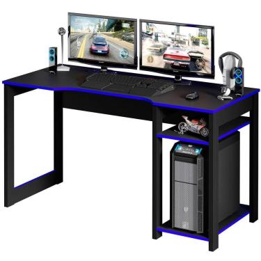 Imagem de Mesa Para Computador Gamer Espaço Para 2 Monitores E Cpu Preto/azul