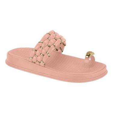 Imagem de Sandália Moleca Feminina Flat Trançada Papete Elo Dedo, Rosa, 37