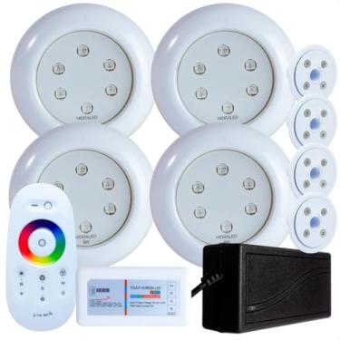Imagem de Hidraled Kit Refletor LED RGB 9W, 4 Refletores ABS, 4 Nichos para piscina Vinil, Controle Remoto Touch, IP68