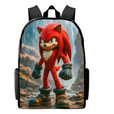 Imagem de Mochila Escolar Criança Menina Menino Estampa Sonic Vermelho - Stampne