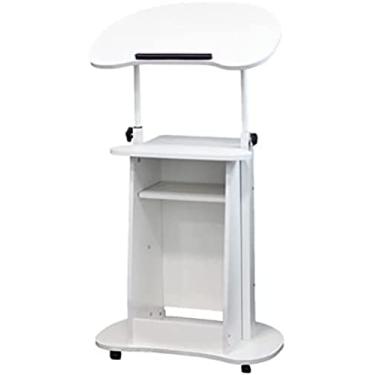 Imagem de Suporte Para Notebook Móvel Com Rodinhas Mesa Multifuncional Ajustável Em Altura Para Notebook Com Prateleira De Armazenamento Para Sala De Estudo Quarto Sala De Estar,Branco,YUYANAIAI