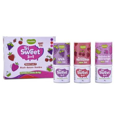 Imagem de Blush Batom e Sombra maquiagem infantil Tri Sweet Bioclub