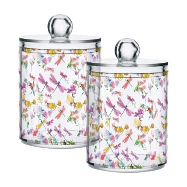 Imagem de Qilmy Qtip Suporte de 400 ml, frasco de armazenamento de boticário de plástico transparente com tampa, dispensador de recipiente de banheiro para bola de algodão, cotonete, fio dental, pacote com 2