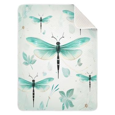 Imagem de Qilmy Cobertor de bebê Dragonfly 76 x 101 cm, cobertor infantil de algodão macio para meninos e meninas, cobertor leve e quente para bebês de berço, soneca, recém-nascidos