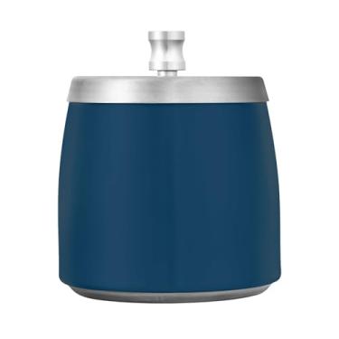Imagem de JUZIHAI Cinzeiro azul de cor sólida com tampa, cinzeiro de aço inoxidável inodoro à prova de vento cinzeiro sem fumaça para escritório em casa, pátio, varanda, cigarro