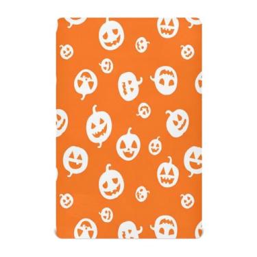 Imagem de JUZIHAI Lençol de berço de Halloween para meninos e meninas, lanternas brancas de Halloween, macio, elástico, respirável, capa de colchão para berço padrão e cama infantil, 132 x 71 cm