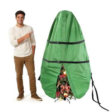 Imagem de Bolsa de armazenamento vertical para árvore de Natal de 1,8 m - mantém ornamentos em árvores artificiais, capa de árvore vertical Oxford espaçosa e leve com tiras de fivela e fundo elástico