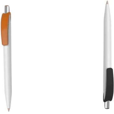 Imagem de Caneta Esferográfica Retrátil, Escrita Azul, Refil Tipo Parker, Plástico, (Laranja e Preto)